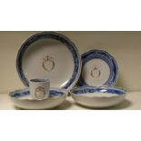 Five late 18th/early 19th century Chinese tea wares initialled G, comprising a coffee cup, two