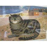 Mary Fedden (British 1915-2002), Cat on a Cornish Beach, limited edition print 259/500, signed in