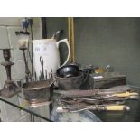 A quantity of silver plated items, including a Keith Murray 1937 jug
