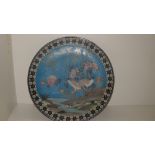 An early 20th century Japanese cloisonne enamel dish, 30cm (11.75 in) diameter  Good