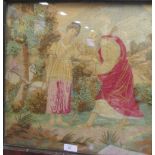 A Victorian religious themed woolwork picture, within a mahogany frame, 40cm square