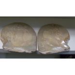A pair of late 19th/early 20th century Japanese mother of pearl shells, 20cm (8 in) high (2)  That