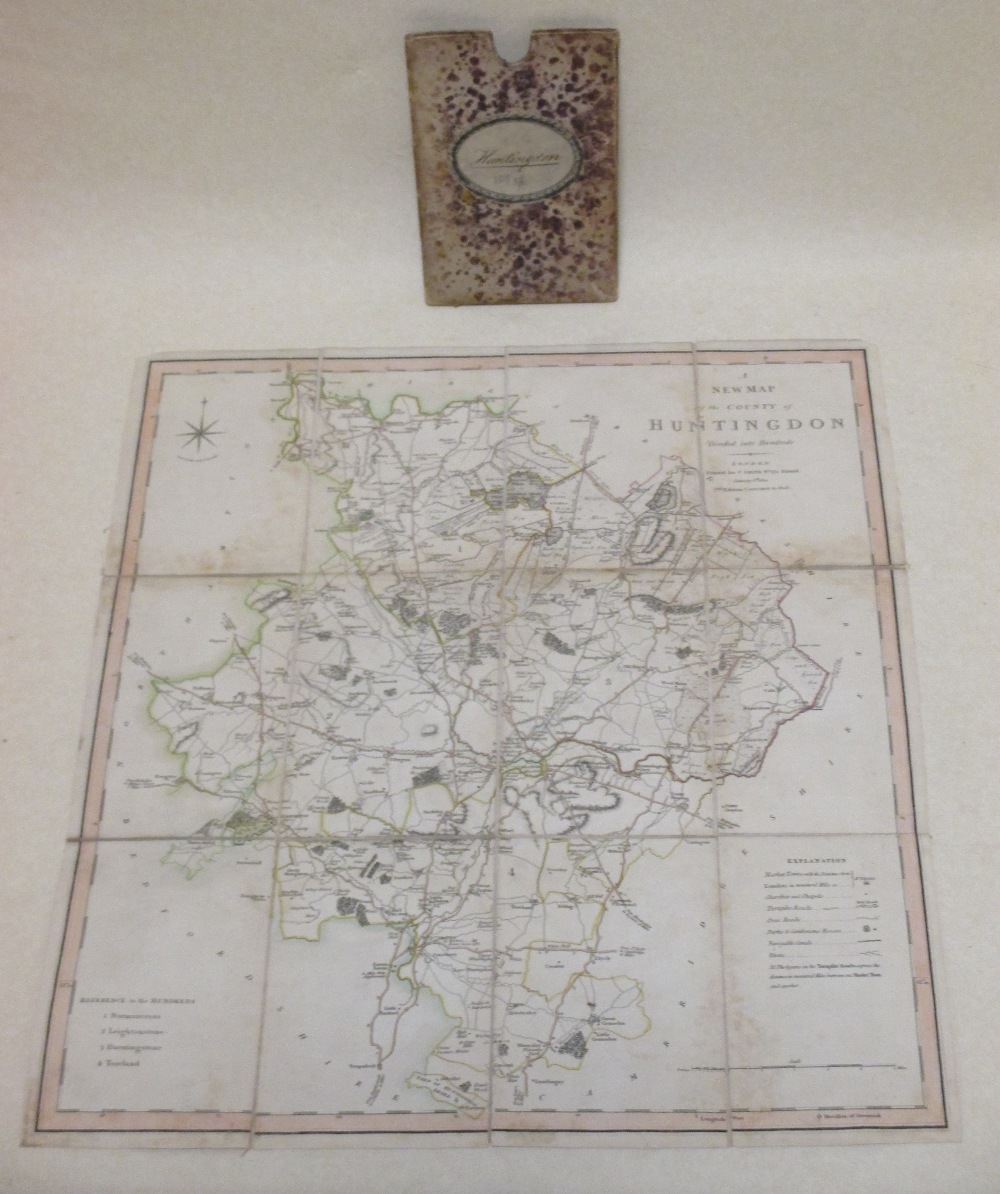 A pocket map of Huntingdon, 1808 and an Ackerman print of University & Queens, high Street,