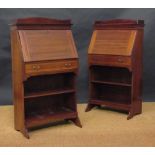 A pair of Edwardian mahogany bureaus, 124 x 69 x 36cm