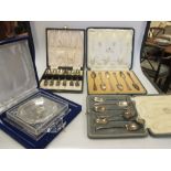 A quantity of silver cutlery and cased teaspoons etc