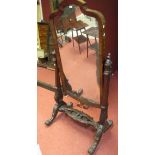 A Mid-Victorian mahogany cheval mirror, 165cm high, 83cm wide