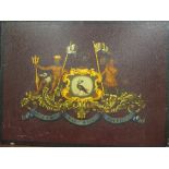 A Liverpool armorial coach panel, 38.5 x 52cm