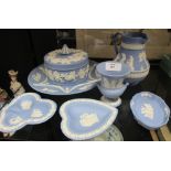 A collection of seven pieces of Wedgwood jasperware