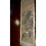 Two 19th century Japanese scrolls, 106 x 41cm (41.75 x 16 in) and 127 x 50cm (50 x 19.75 in) (2)