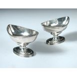 A pair of George III silver salts, by Peter and William Bateman, London 1808, each of navette form