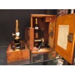 A cased monocular microscope by John Baird, Glasgow and Rebourse, Paris, a cased drum microscope (2)