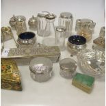 A quantity of silver mounted dressing table bottles and other items