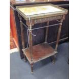 An early 20th century French marble and gilt metal mounted side table, 44 x 83 x 31cm deep