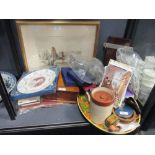 Various gift ware boxes, two Stratton compacts, postcards, stamps and other items