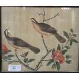 Five Chinese bird pictures painted on silk