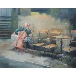 Jane Staveley (British, 20th Century) Musical Chairs signed lower left "Staveley" watercolour 38 x