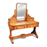 A Gothic Revival painted pine dressing table in the manner of Charles Bevan, with mirror and