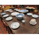 A large quantity of 19th century transfer decorated dinnerwares including meat dishes by Hicks &