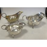 Three silver sauce boats (3)