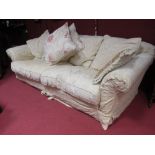 Two similarily upholstered Tetrad sofas and various scatter cushions, 240cm wide each