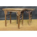 Two similar Chinese elm altar tables, largest 97cm (w) (2)