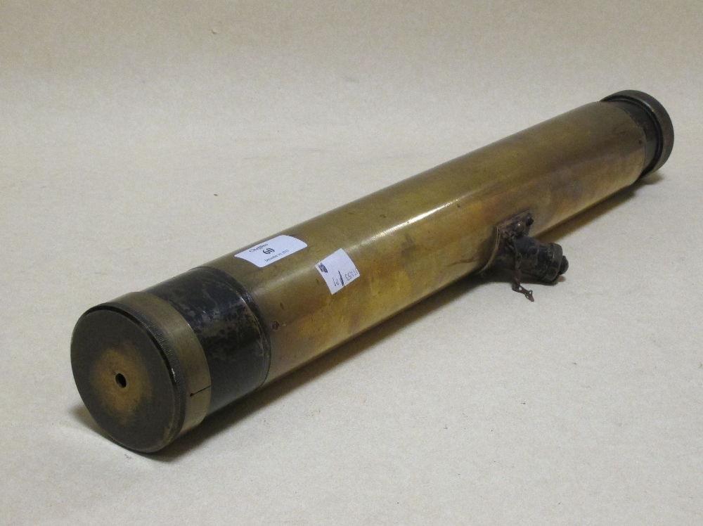 A First World War period brass telescope, with gauge adjustable end, 50cm long