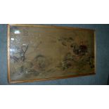 A late 18th/early 19th century battle watercolour on silk, possibly taken from the Genji Monogatari,