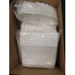 A quantity of plain white gift bags with string handles