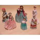 Three Doulton and three other figures of ladies (6)