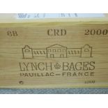Chateau Lynch Bages, Pauillac 5eme Cru 2000, six bottle owc (ex. The Wine Society)