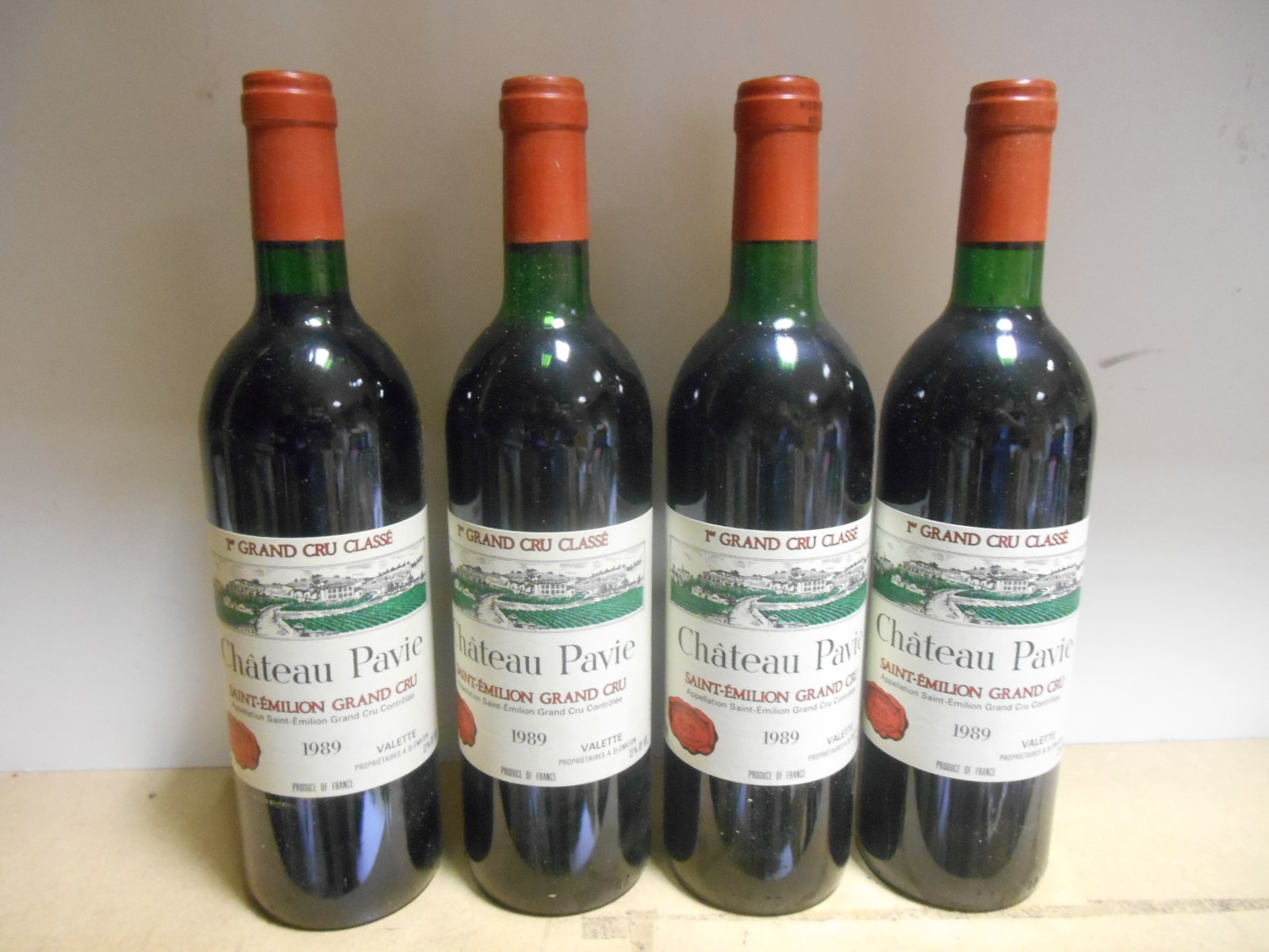 Chateau Pavie, St Emilion 1er Grand Cru 1989, four bottles in opened owc (levels: two base of