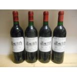 Chateau d'Angludet, Margaux 1988, four bottles (levels: one top shoulder others in neck); Chateau