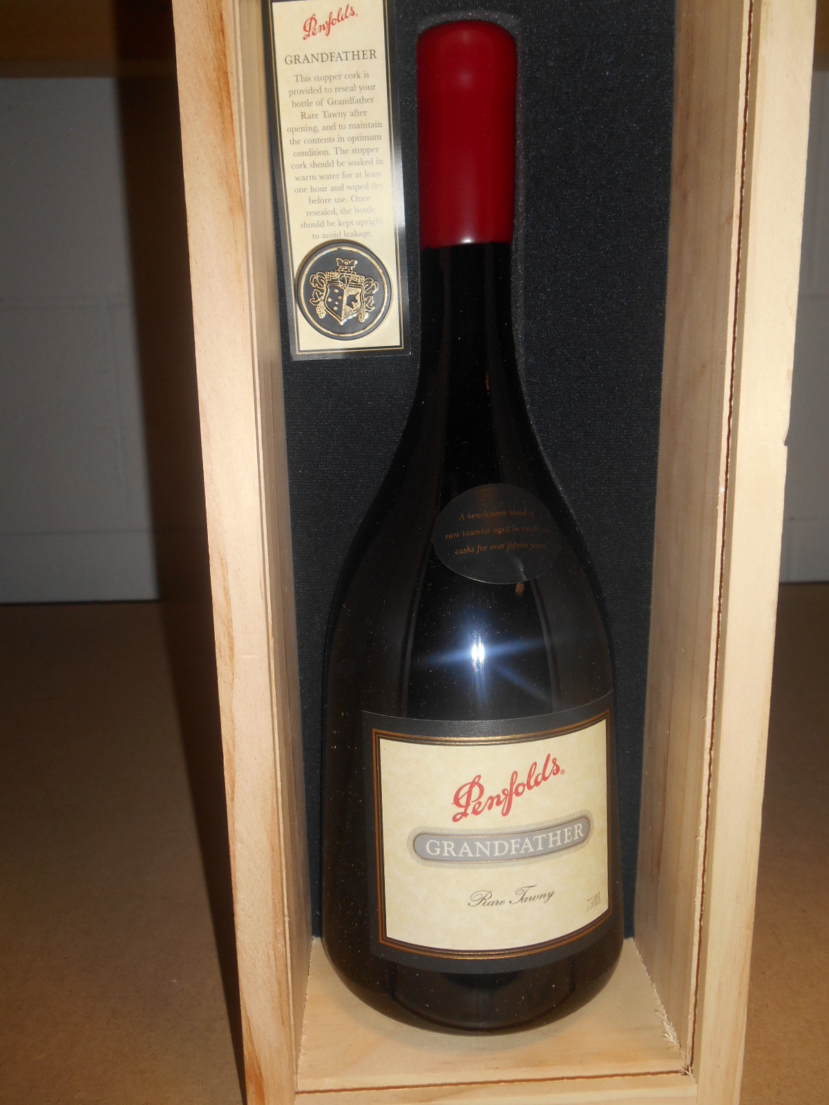 Penfolds Grandfather Rose Tawny Port, NV, one bottle; Cloudy Bay Cabernet Merlot 1989, one bottle (