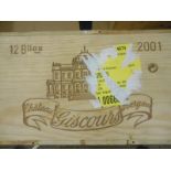 Chateau Giscours, Margaux 3eme Cru 2001, twelve bottles in owc. Removed from a private cellar in