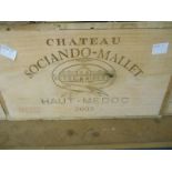 Chateau Sociando Mallet, Haut Medoc 2003, twelve bottles in owc