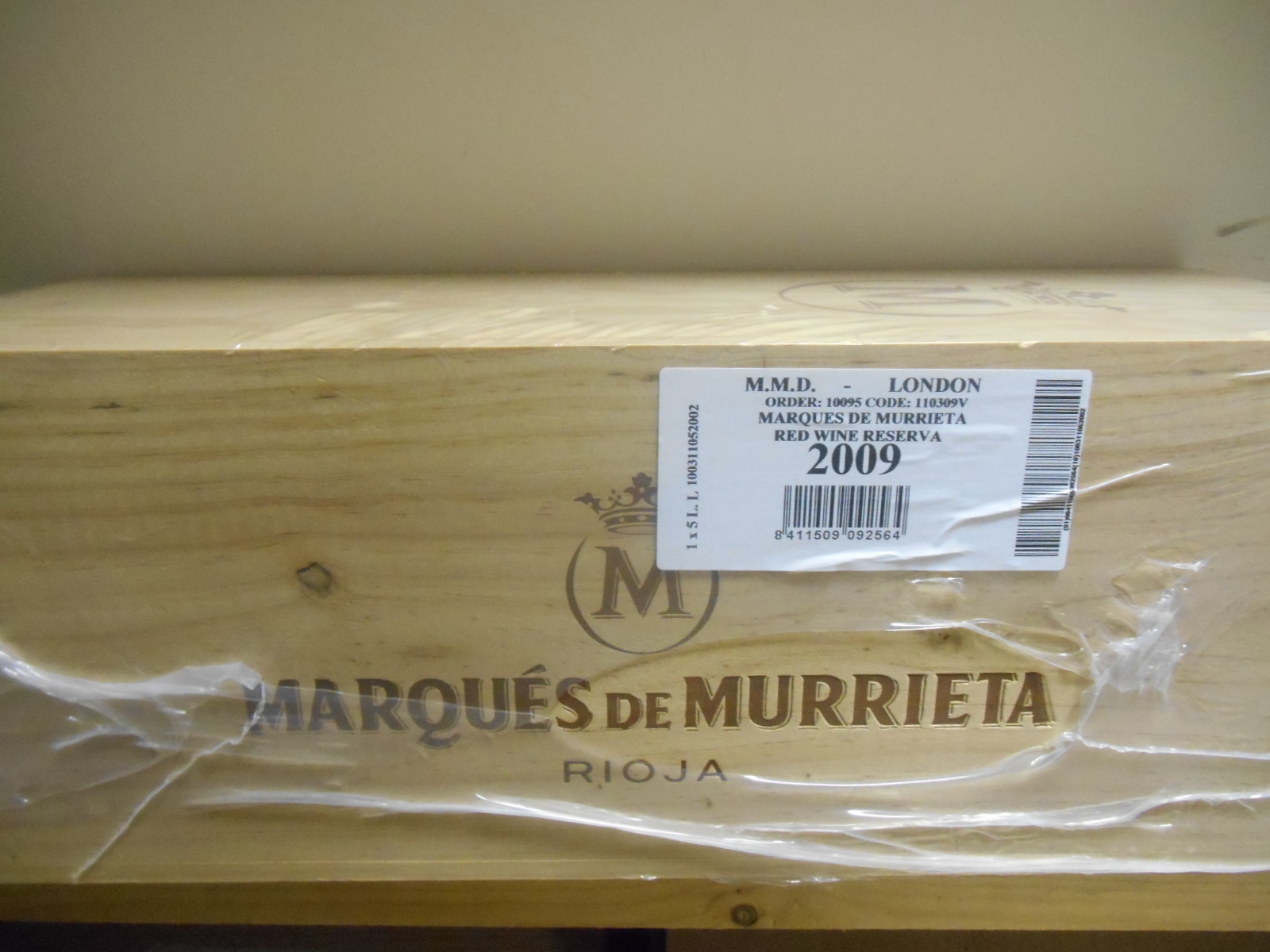 Marques de Murrieta Rioja 2009, a five litre bottle in owc