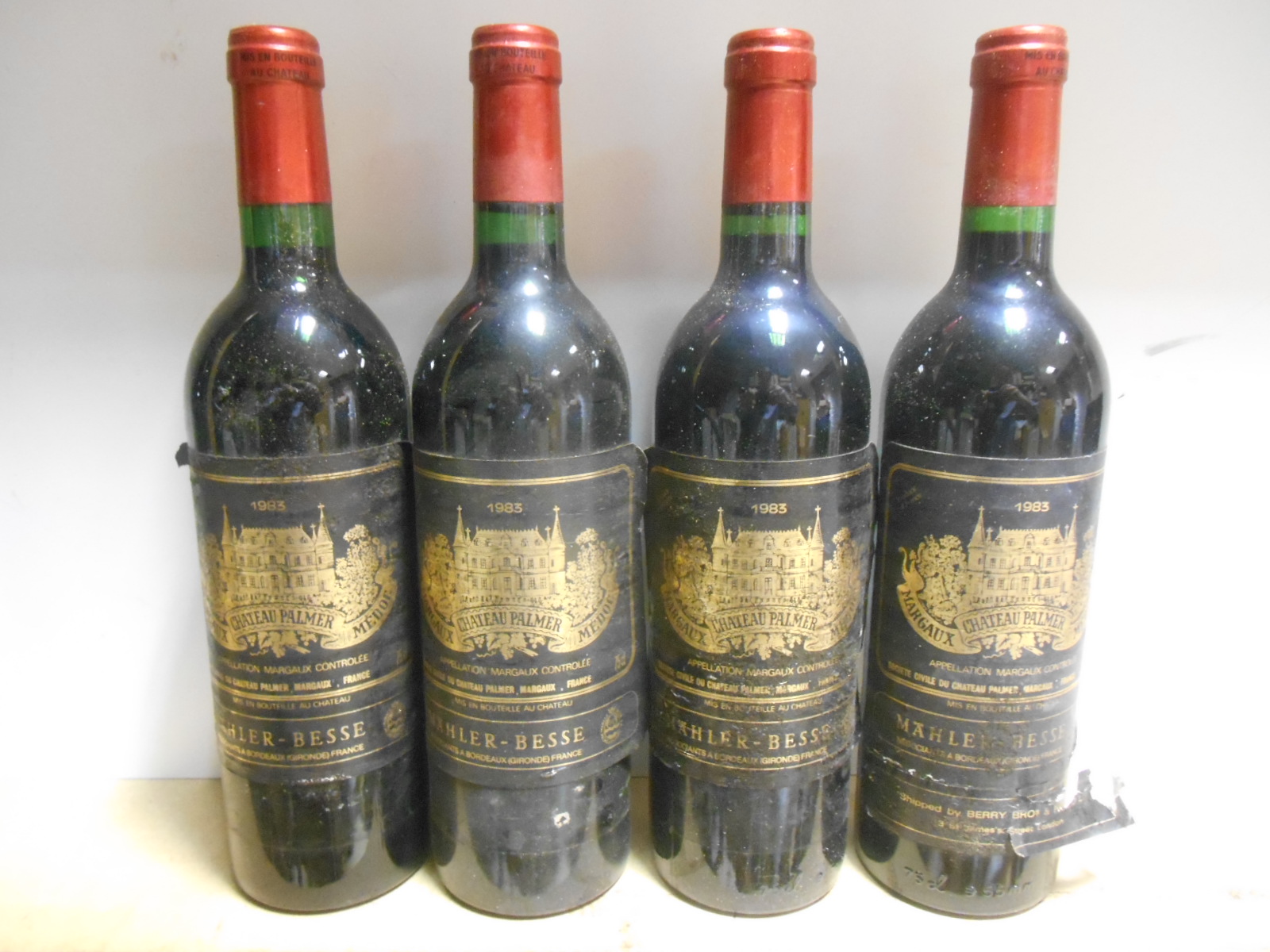 Chateau Palmer, Margaux 3eme Cru 1983, four bottles, good levels, labels slightly worn