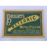 A Bright's Meteoric Metal Polish showcard by Waterlow & Sons Limited, Lith, London, 18 x 12".