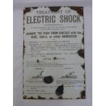 An unusual enamel sign - 'Treatment of Electric Shock', 10 x 15".