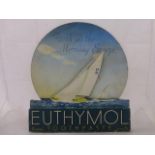 A Euthymol toothpaste pictorial showcard depicting sailing boats on the water- 'Fresh as the Morning