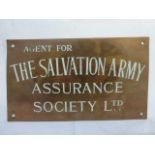 A Salvation Army Assurance Society Ltd. agency plaque, 12 x 7".