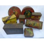 Eight various confectionary tins.