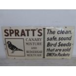 A Spratt's 'Canary Mixture and Budgerigar Mixture' part pictorial enamel sign in near mint