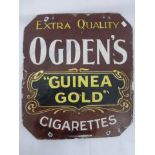 A Sweet Corporal Cigarettes enamel sign of Art Deco design - 3d per packet, the sign unusually