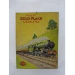 A Wills's Gold Flake Cigarettes pictorial showcard depicting a GWR steam locomotive at full steam