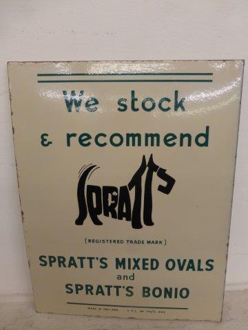 A rare Spratts 'mixed ovals and bonio' double sided enamel sign with hanging flange, in near mint - Image 2 of 2