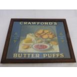 A Crawford's Butter Puffs pictorial showcard set within an oak frame, 17 x 13".