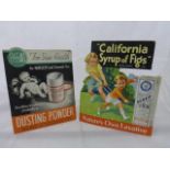 S California Syrup of Figs laxative showcard and a Fissan Dusting baby powder showcard, Genatosan