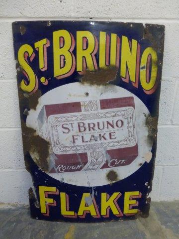 A St. Bruno Flake pictorial packet enamel sign, faded, 24 x 36".