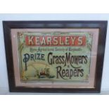 A framed and glazed Kearsley's Prize Grass Mowers & Reapers pictorial showcard, printed by